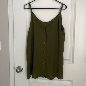 Army Green Womens Button Up Tank Top